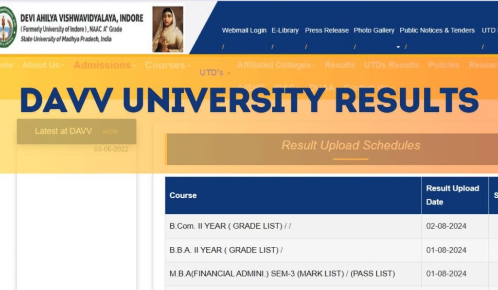 Devi Ahilya Vishwavidyalaya Result 2024 OUT