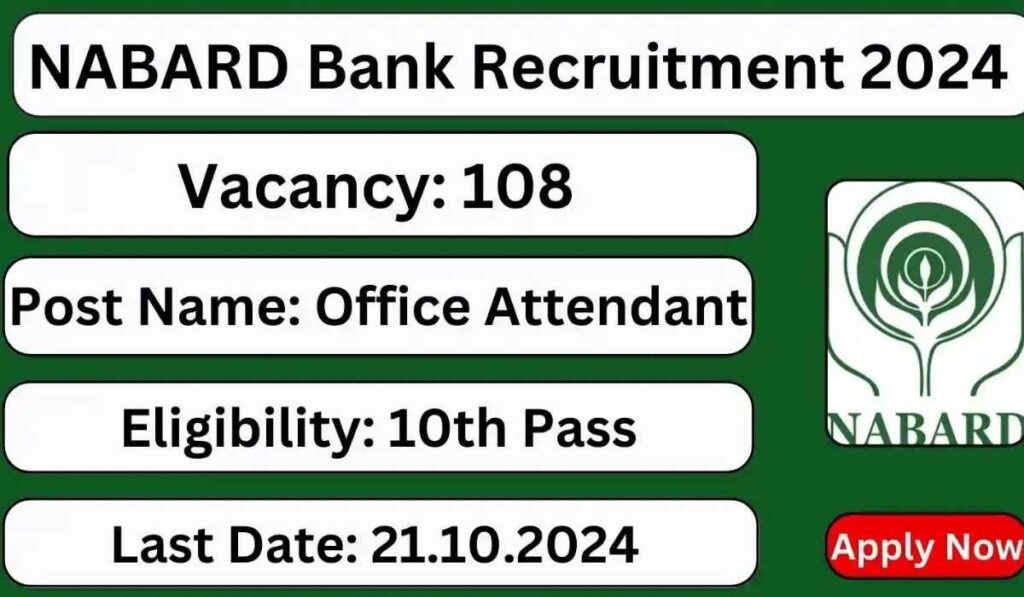 NABARD Office Attendant Recruitment 2024: 108 Vacancies Open