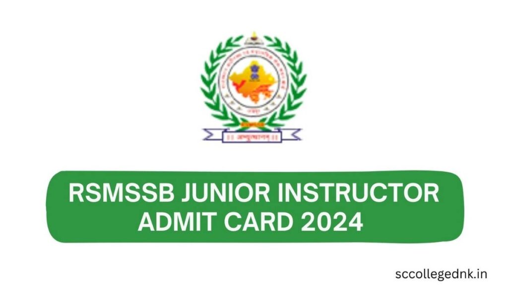 RSMSSB Admit Card 2024 679 Junior Instructor Posts Available