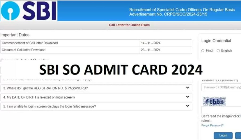 SBI SO Recruitment 2024 