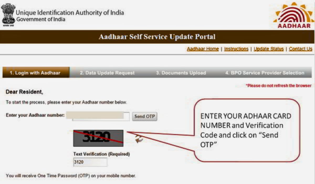 Aadhaar card free online Update