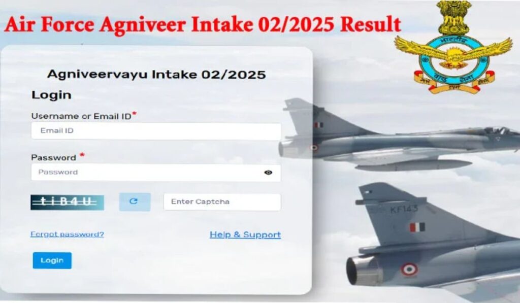 Airforce Agniveer Intake 02/2025 Result 2024