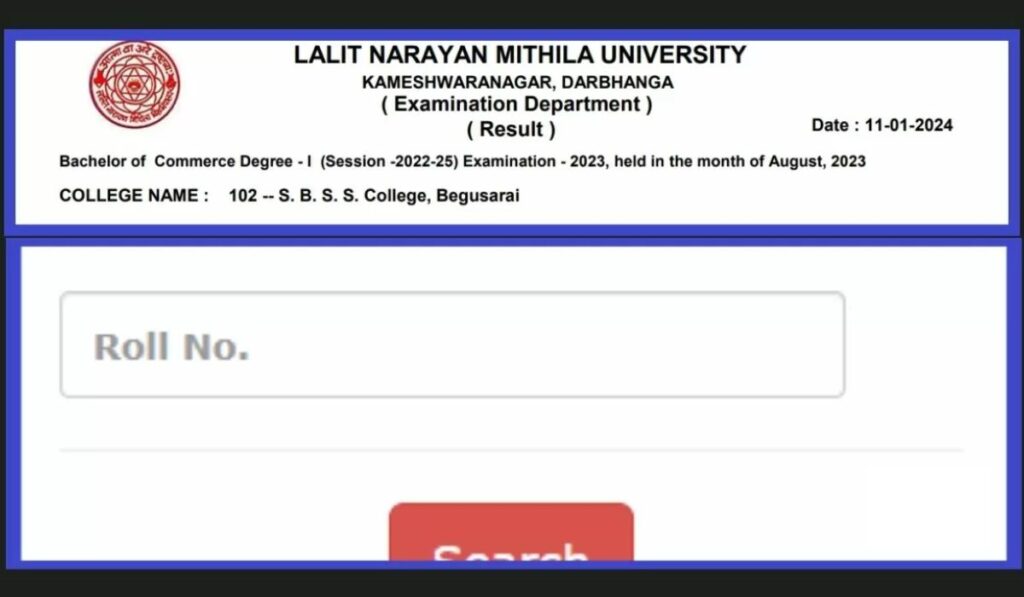 Lalit Narayan Mithila University Result 2024