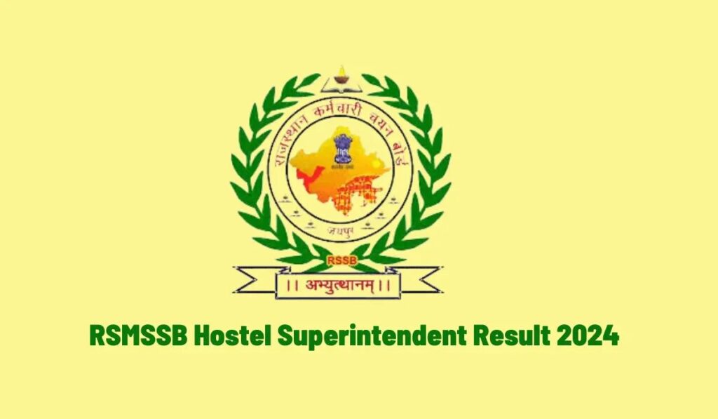 RSMSSB Hostel Superintendent Result 2024