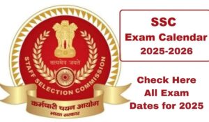 SSC Exam Calendar 2025-2026