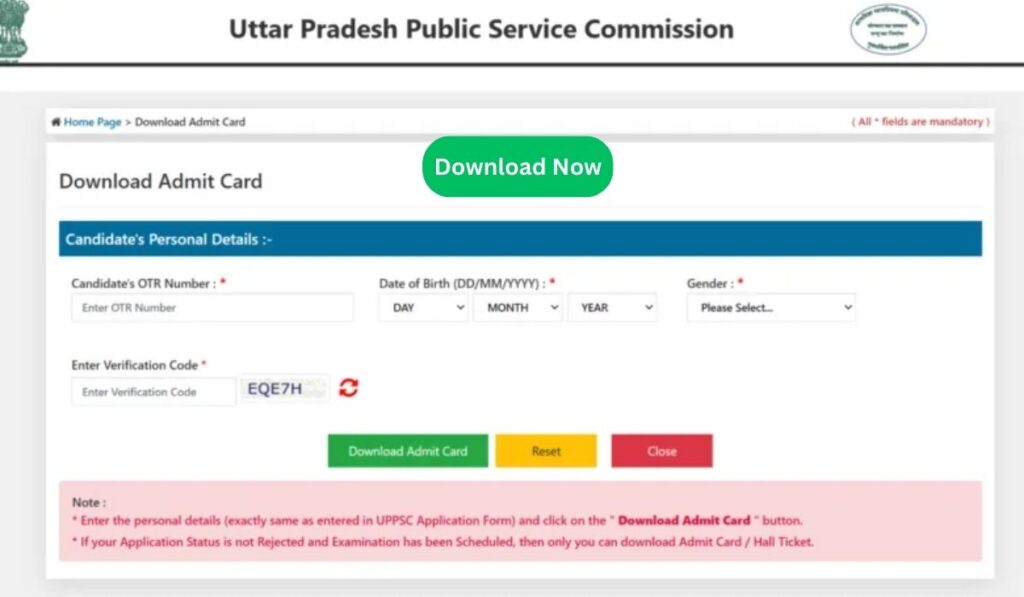 UPPSC Pre Admit Card 2024