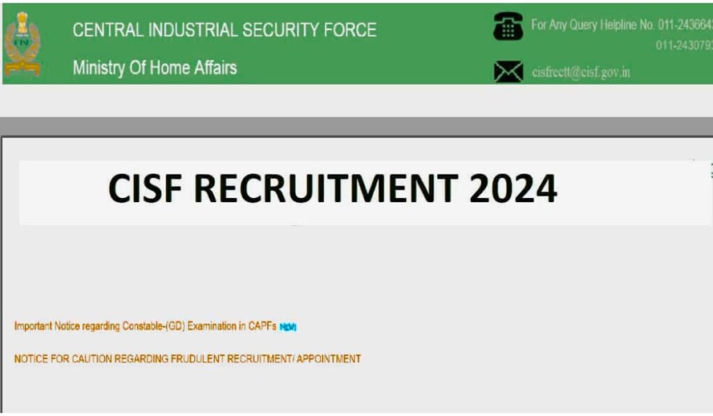 UPSC CISF Notification 2024