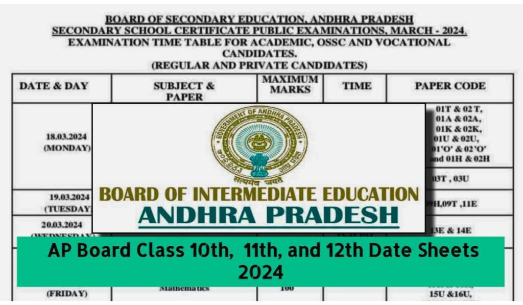 AP Inter Date Sheet 2025