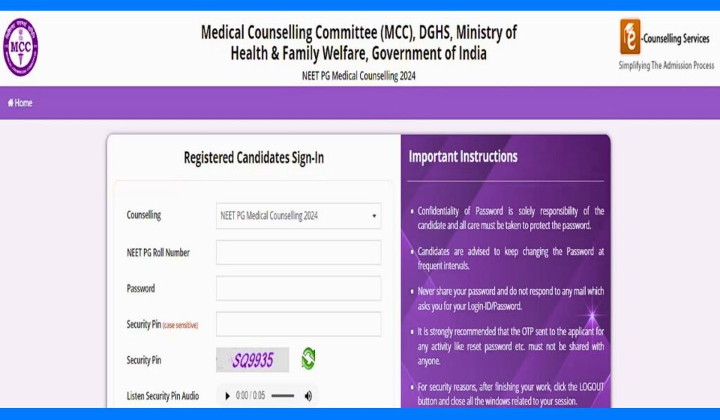 MCC NEET PG Counselling 2024