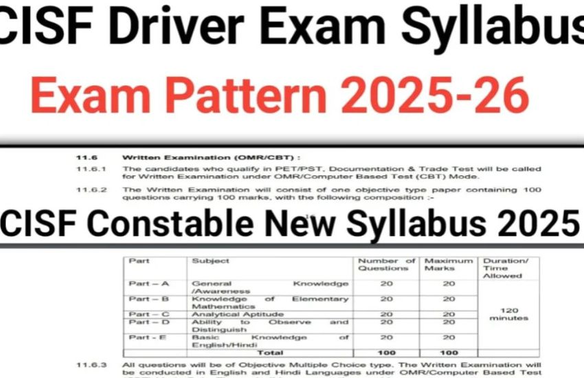 CISF Constable Driver Syllabus 2025 