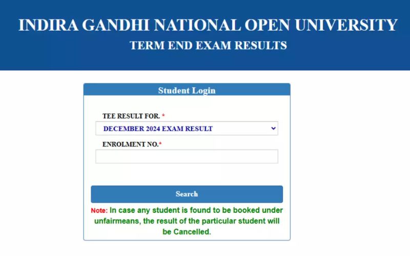 Indira gandhi national open university term and exam result