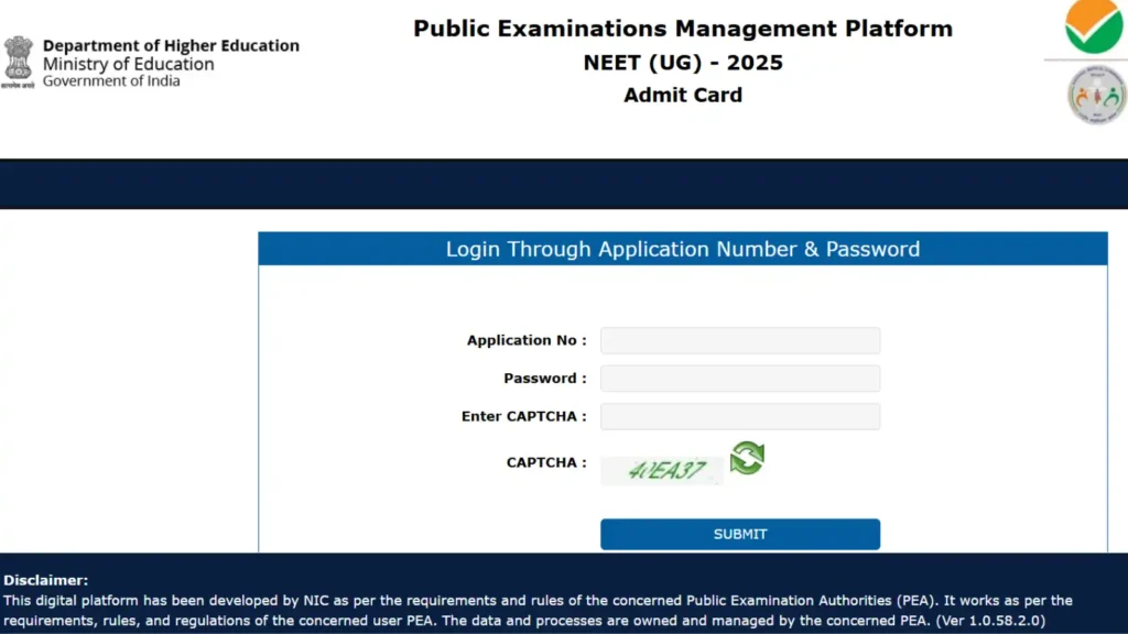 NEET UG Admit Card 2025
