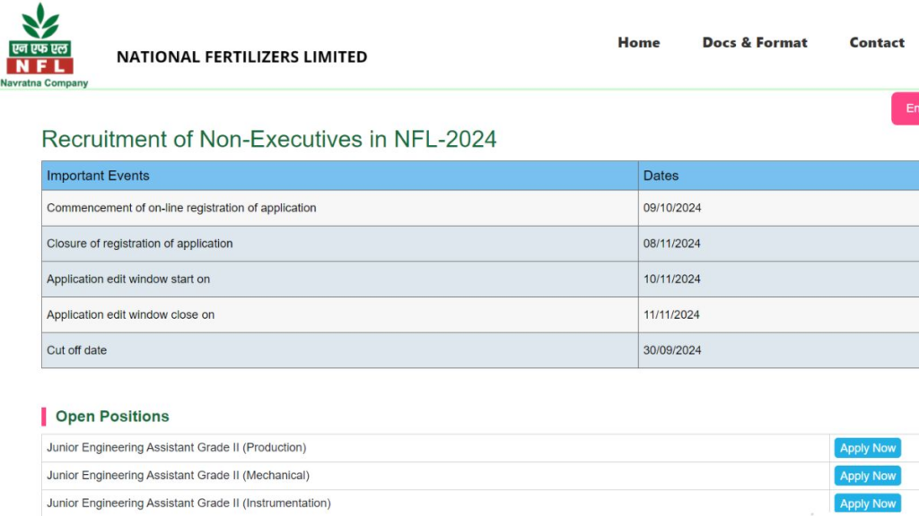 NFL non-executive Recruitment 2024