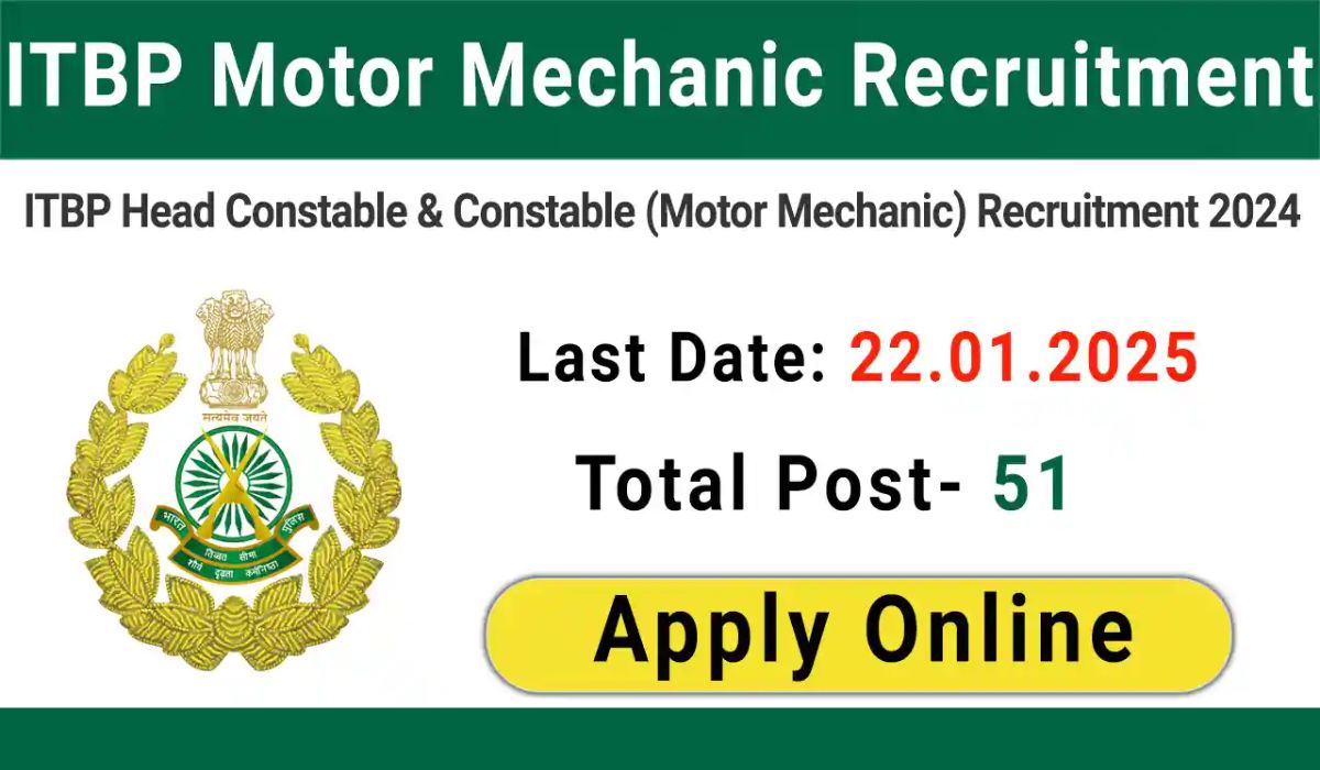 ITBP Motor Mechanic Constable Recruitment 2024-25