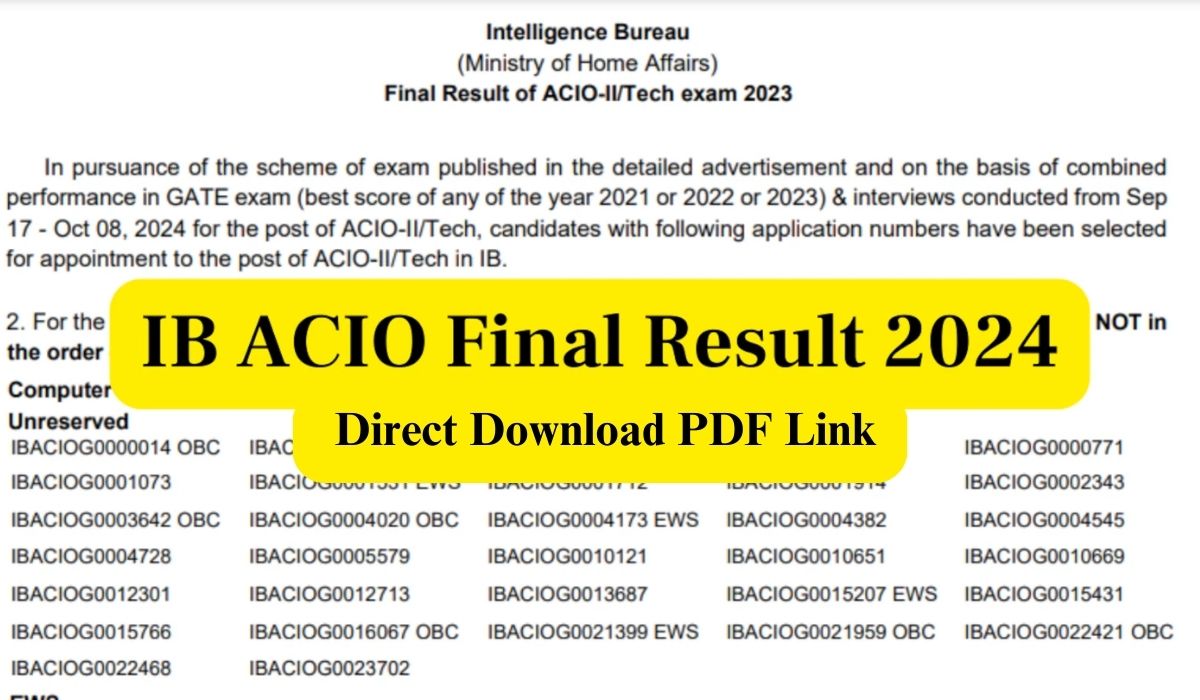 MHA IB ACIO Final Result 2024