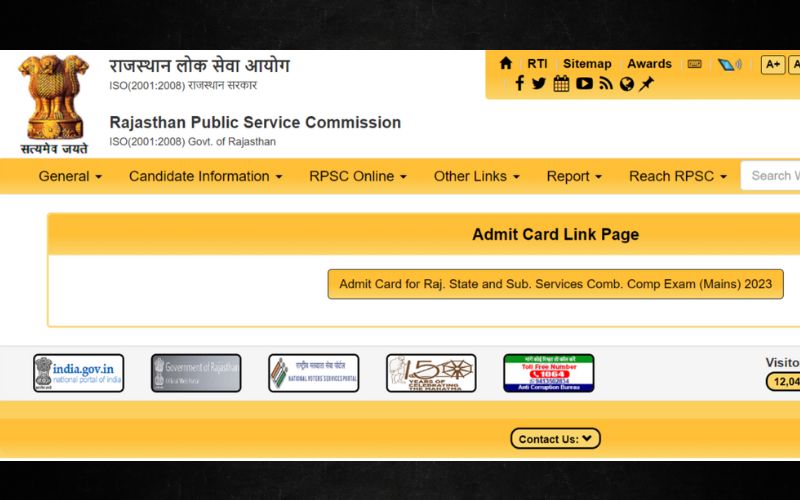 Admit Card for RPSC RAS 2025