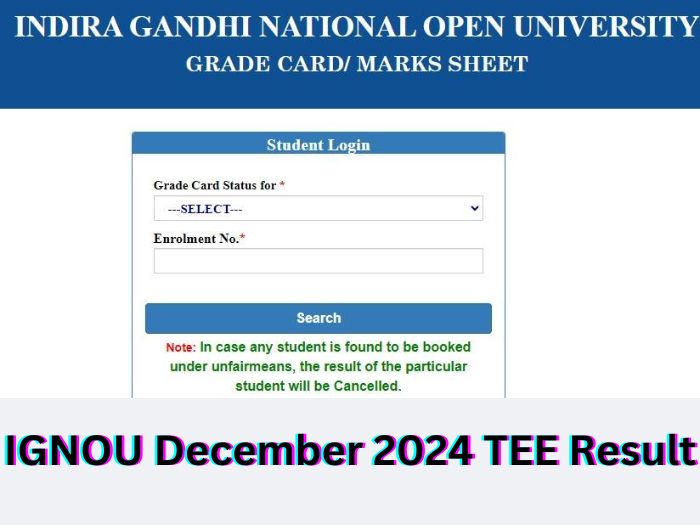 IGNOU December 2024 TEE Result