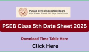 PSEB Class 5th Date Sheet 2025