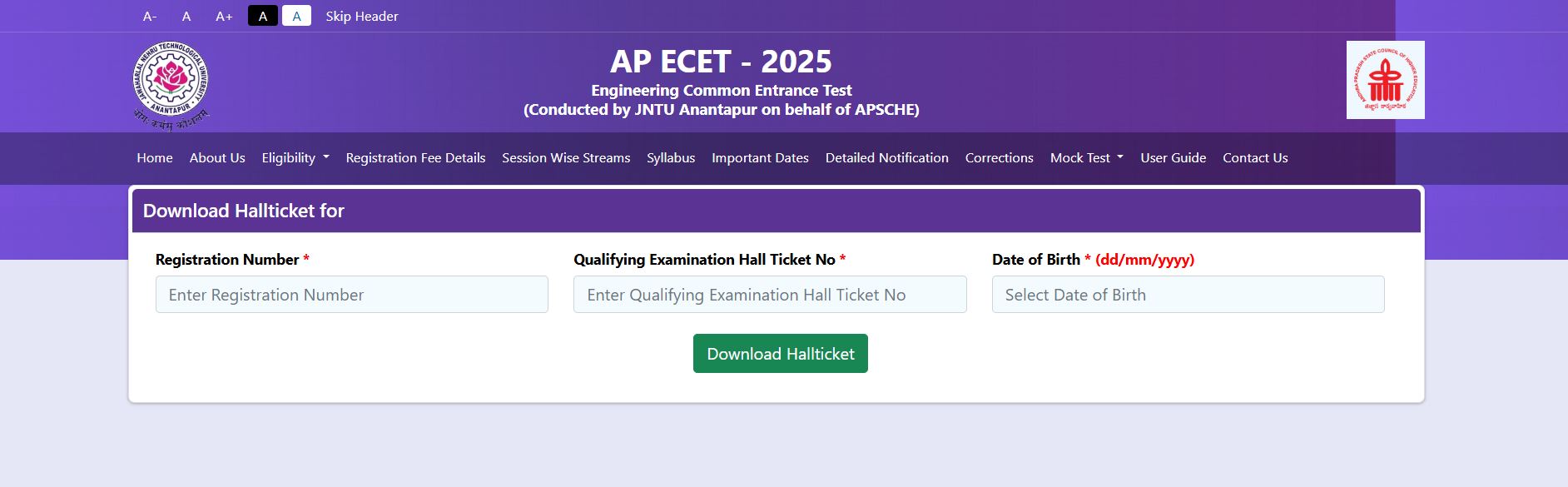 AP ECET Hall Ticket 2025